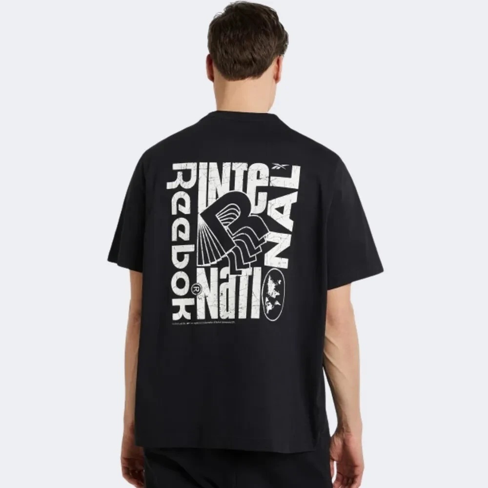 Reebok‎ Mens GS Motion R International Graphic T-Shirt Black HZ9734 Size M NWT